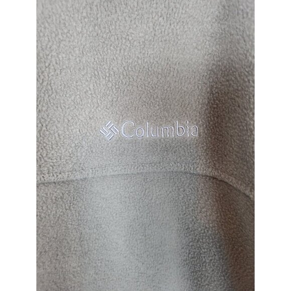 Columbia Jacket Men's (L) Beige Tan Full Zip Fleece Logo Fall Lightweight Unisex - Picture 3 of 6